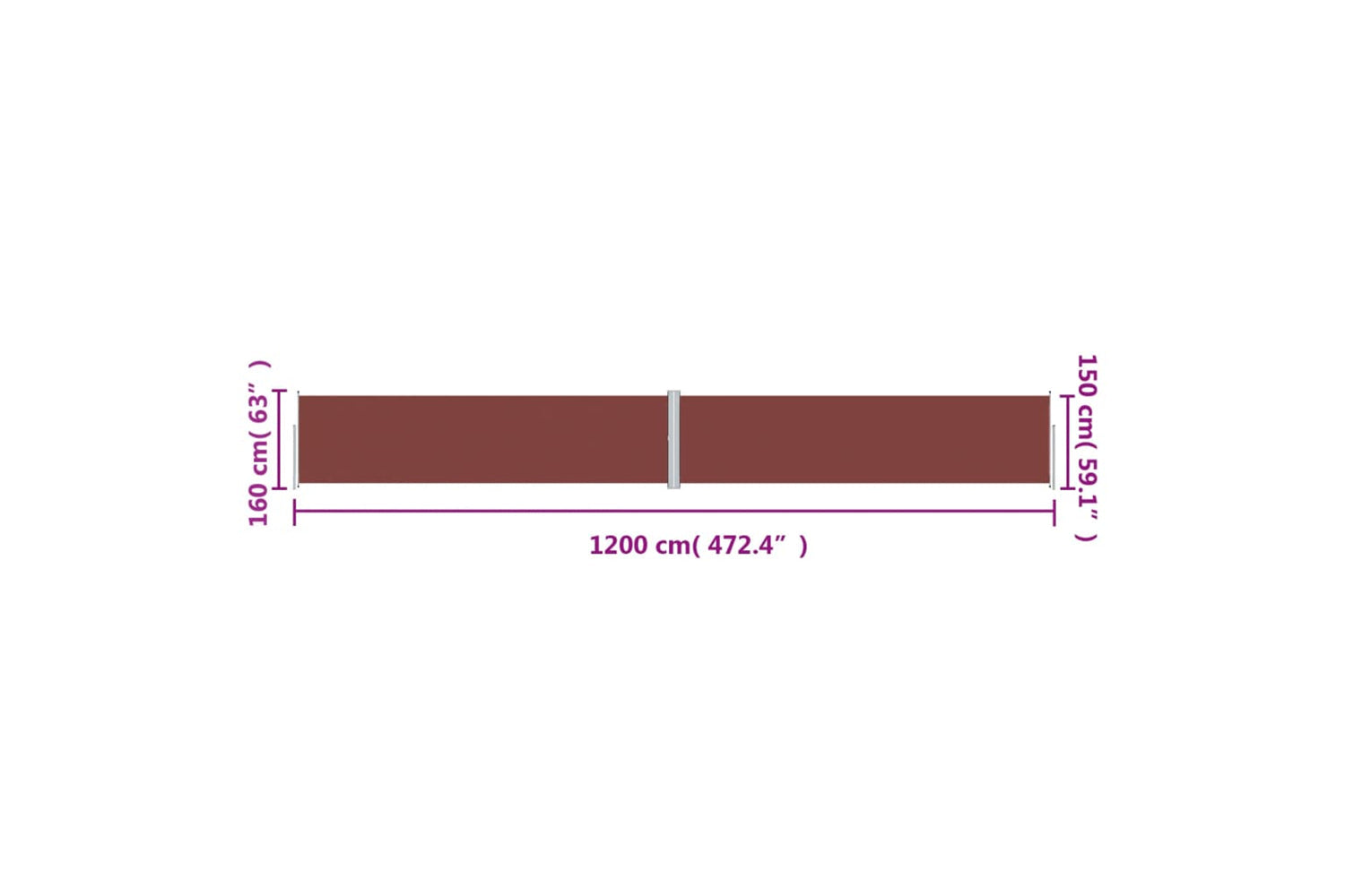 vidaXL Retractable Side Awning Brown 160x1200cm-7