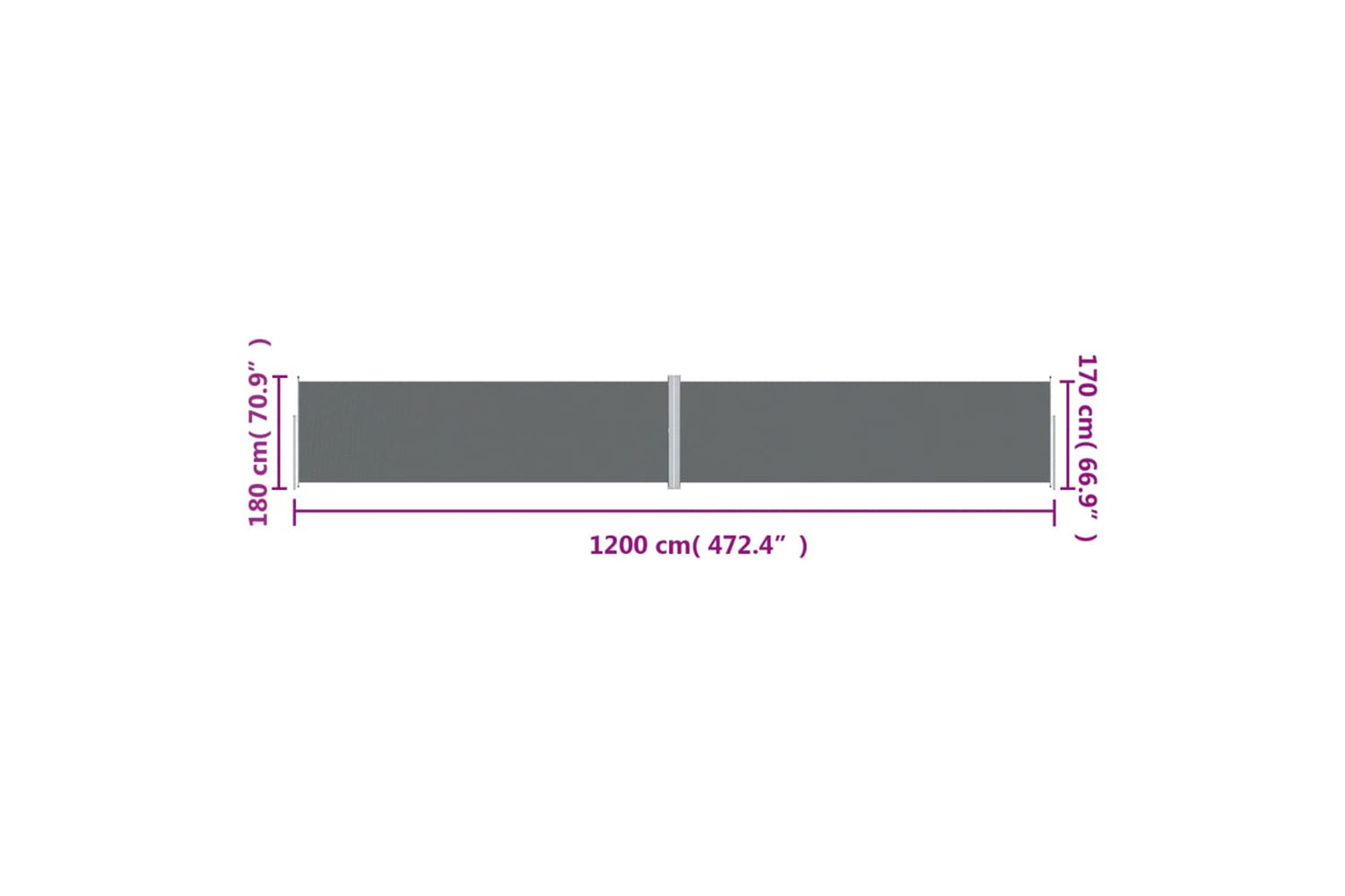 vidaXL 318074 Retractable Side Awning Anthracite 180x1200cm-7