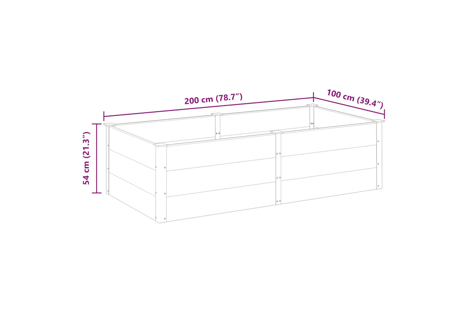 vidaXL 318097 Garden Raised Bed 200x100x54cm Wpc Grey-6