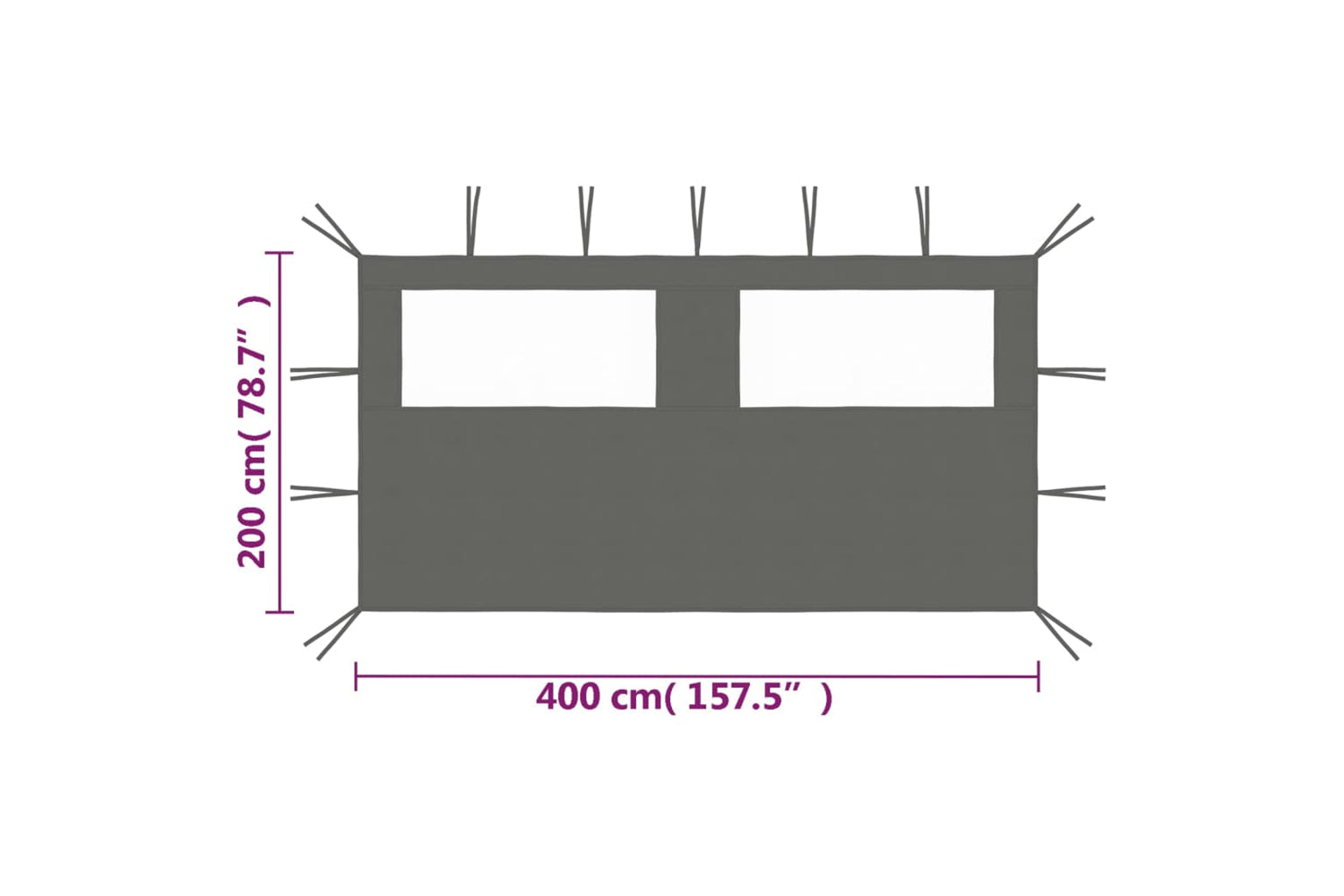 Vidaxl 3070423 Gazebo Sidewall With Windows 4x2 M Anthracite-4
