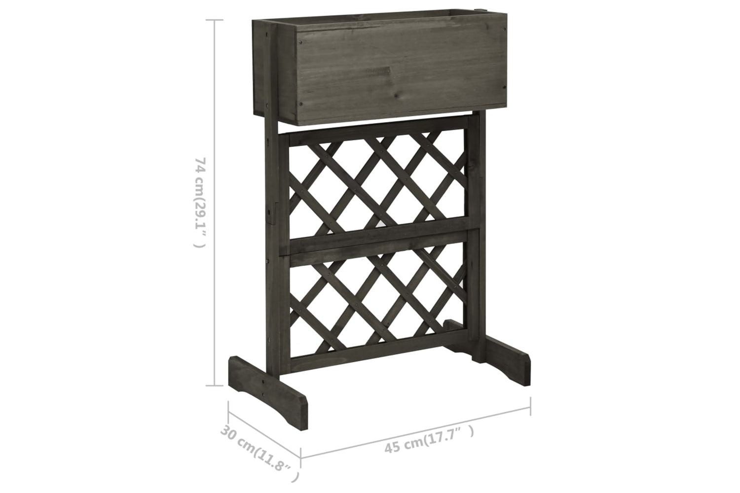 vidaXL 314839 Garden Trellis Planter Grey 45x30x74cm Solid Firwood-6