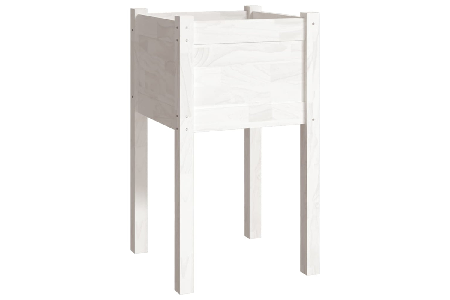 vidaXL 810792 Garden Planters 2 Pcs White 40x40x70cm Solid Pinewood-3