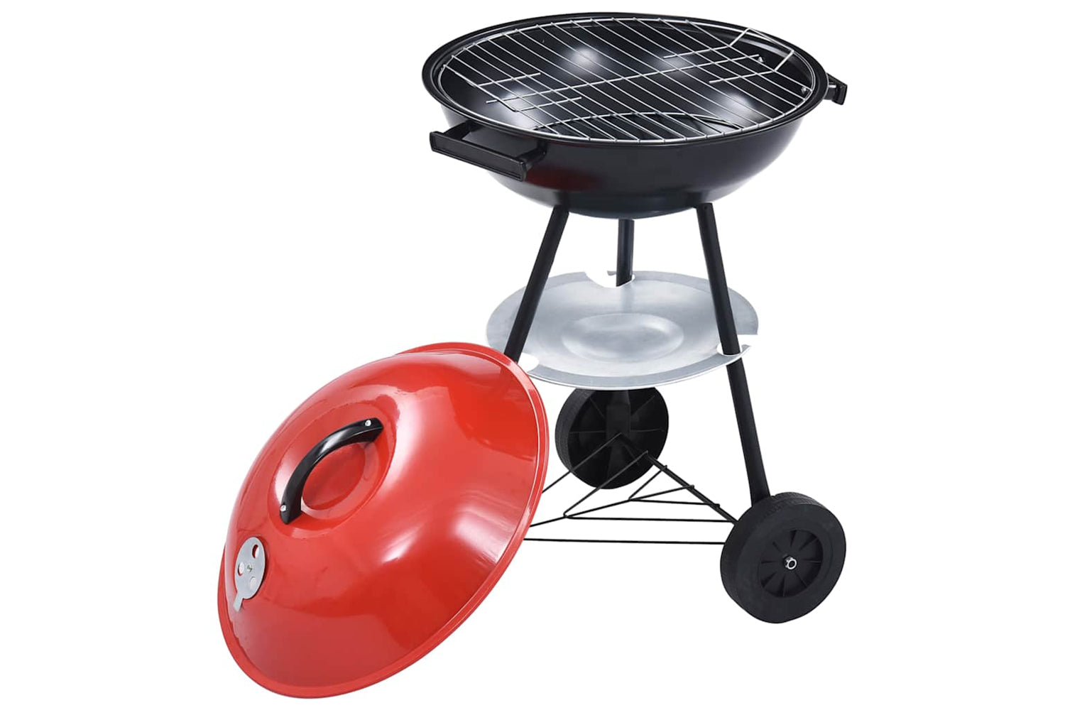 Vidaxl Portable Xxl Charcoal Kettle Bbq Grill With Wheels 44 Cm-4