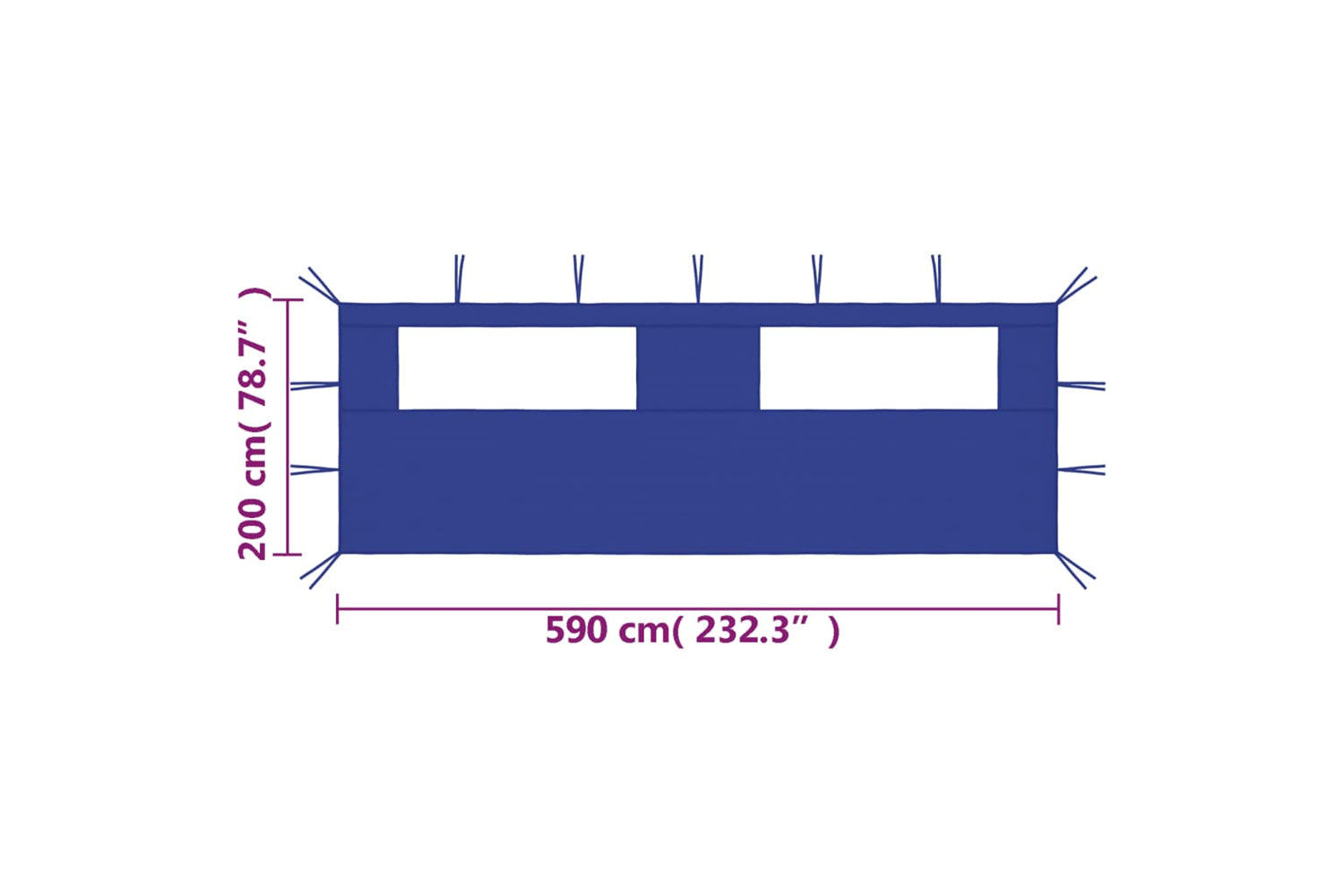 Vidaxl 3070414 Gazebo Sidewall With Windows 6x2 M Blue-4