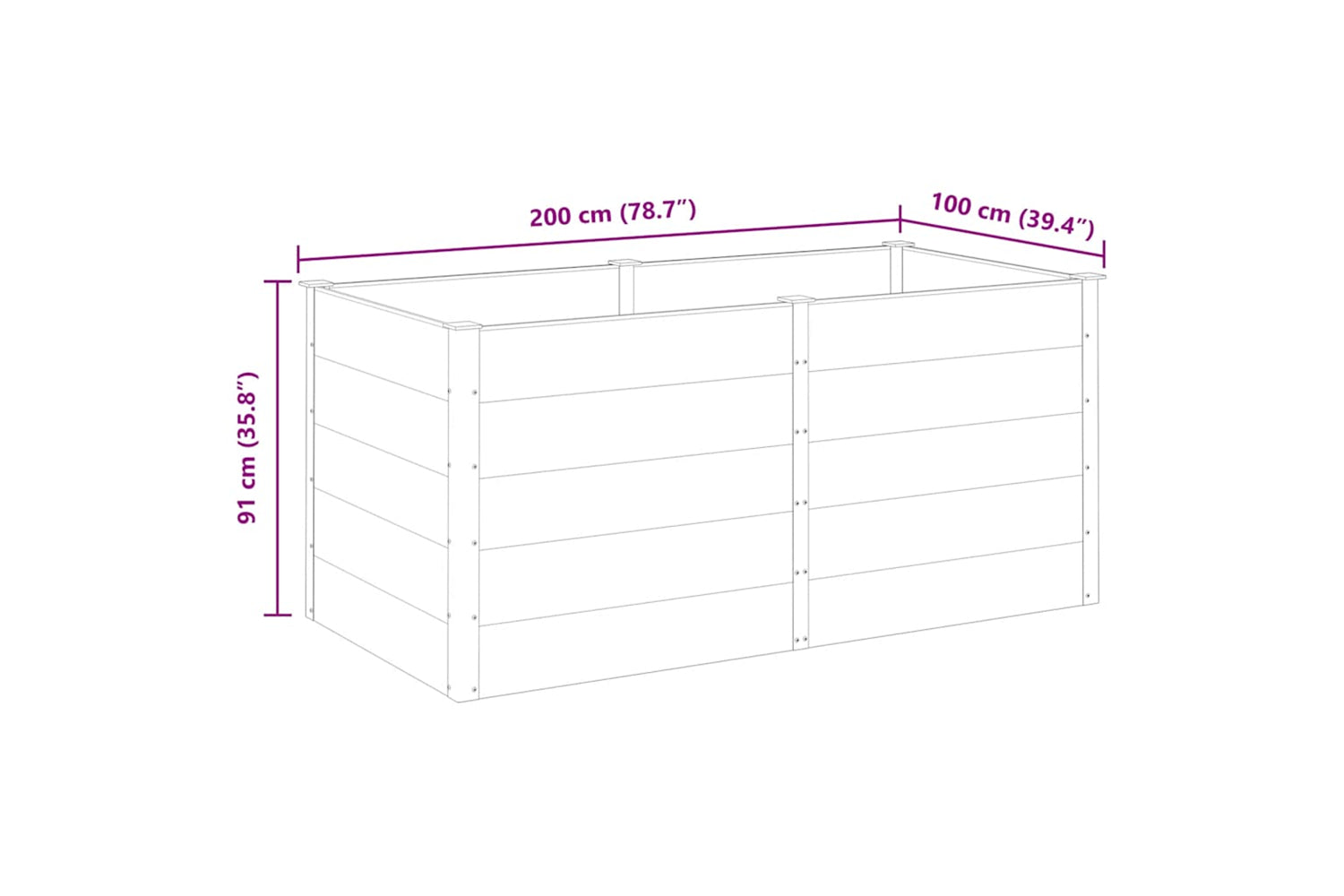 vidaXL 318098 Garden Raised Bed 200x100x91cm Wpc Grey-6