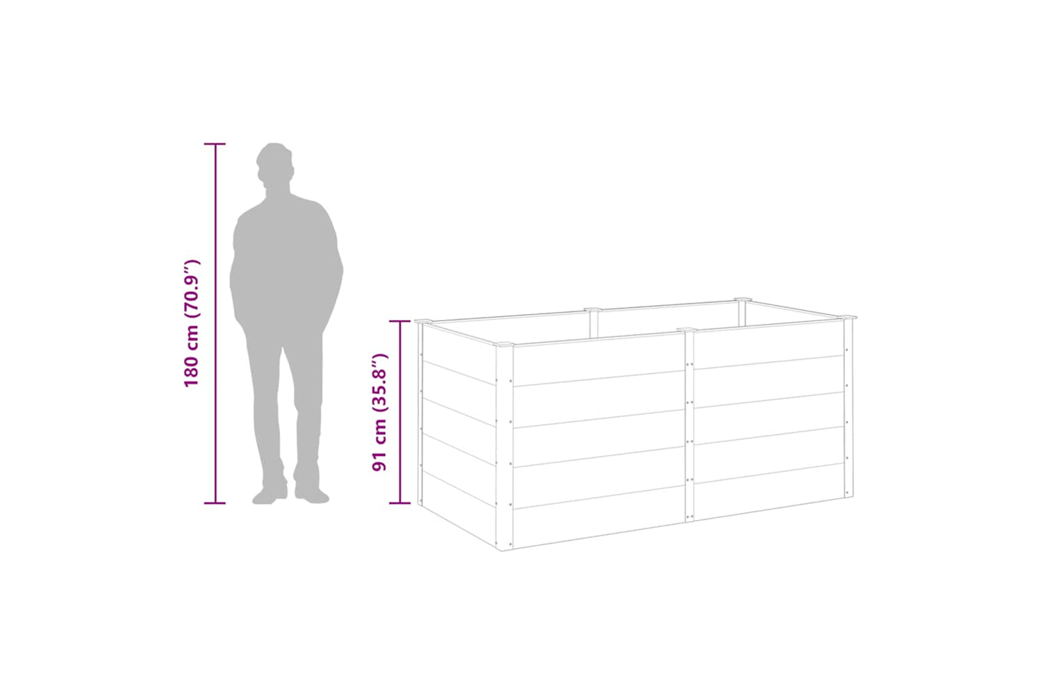 vidaXL 318098 Garden Raised Bed 200x100x91cm Wpc Grey-7