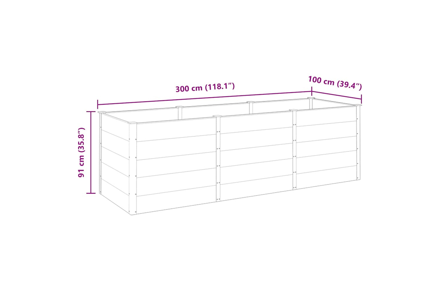 vidaXL 318102 Garden Raised Bed 300x100x91cm Wpc Grey-6