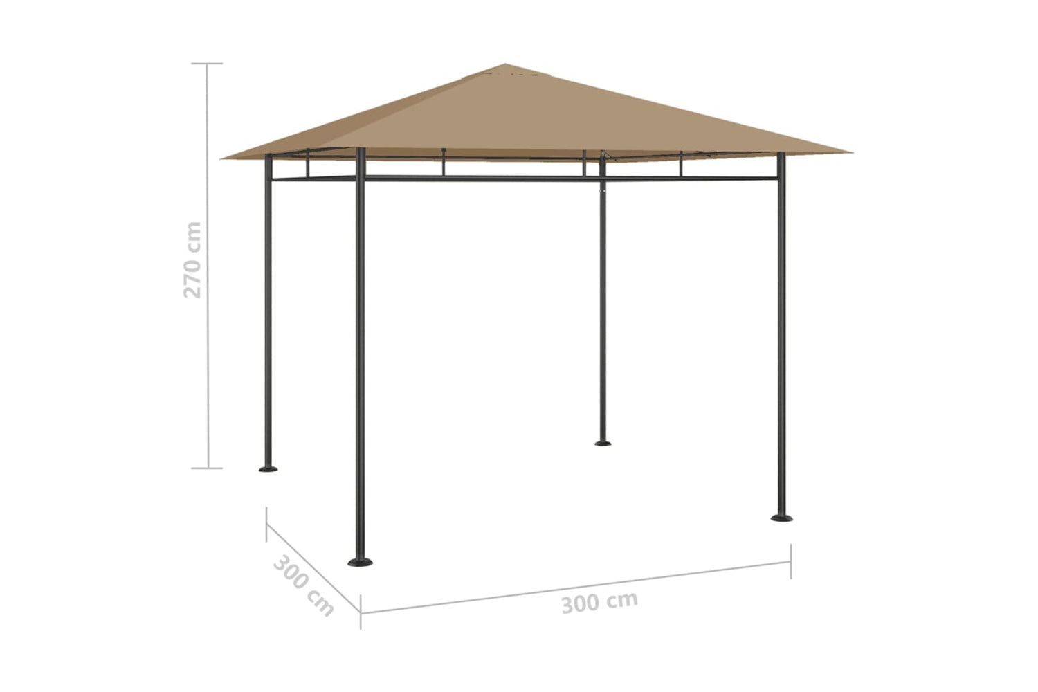 Vidaxl 313919 Gazebo 3x3x2.7 M Taupe 180 G/mâ²-4