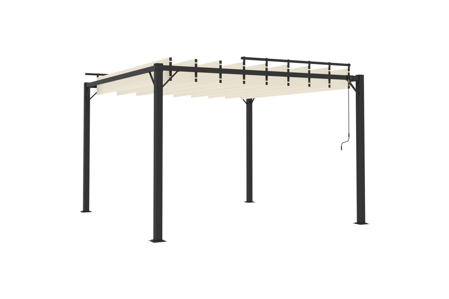 Vidaxl Gazebo With Louvered Roof 3x3 M Cream Fabric And Aluminium-3