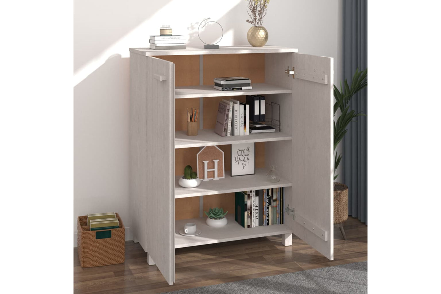 vidaXL Shoe Cabinet Hamar White 85x40x108cm Solid Wood Pine-6