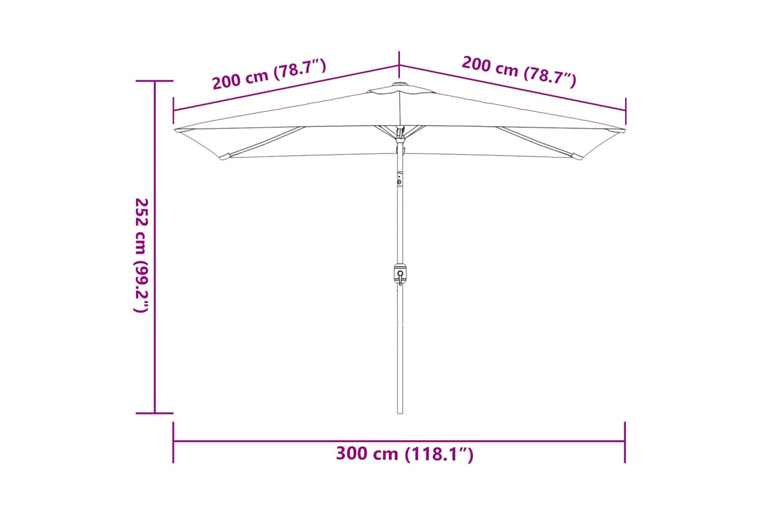 Vidaxl Garden Parasol With Metal Pole 300x200 Cm Anthracite-7