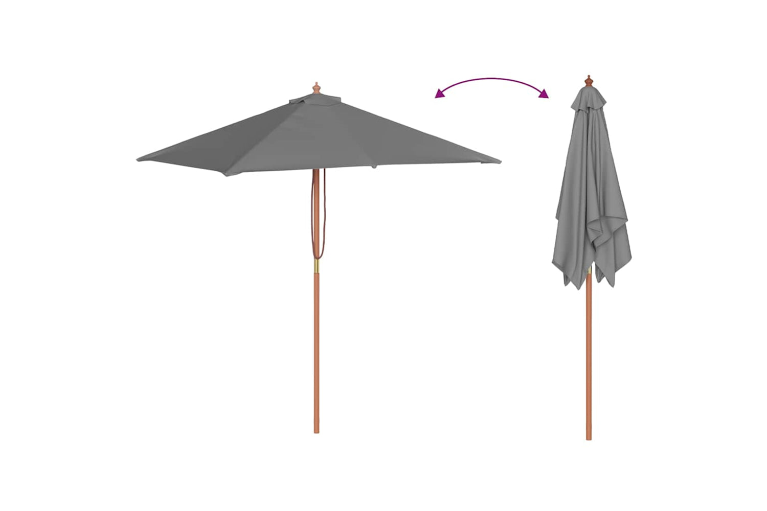 vidaXL 44535 Outdoor Parasol With Wooden Pole 150x200cm Anthracite-5