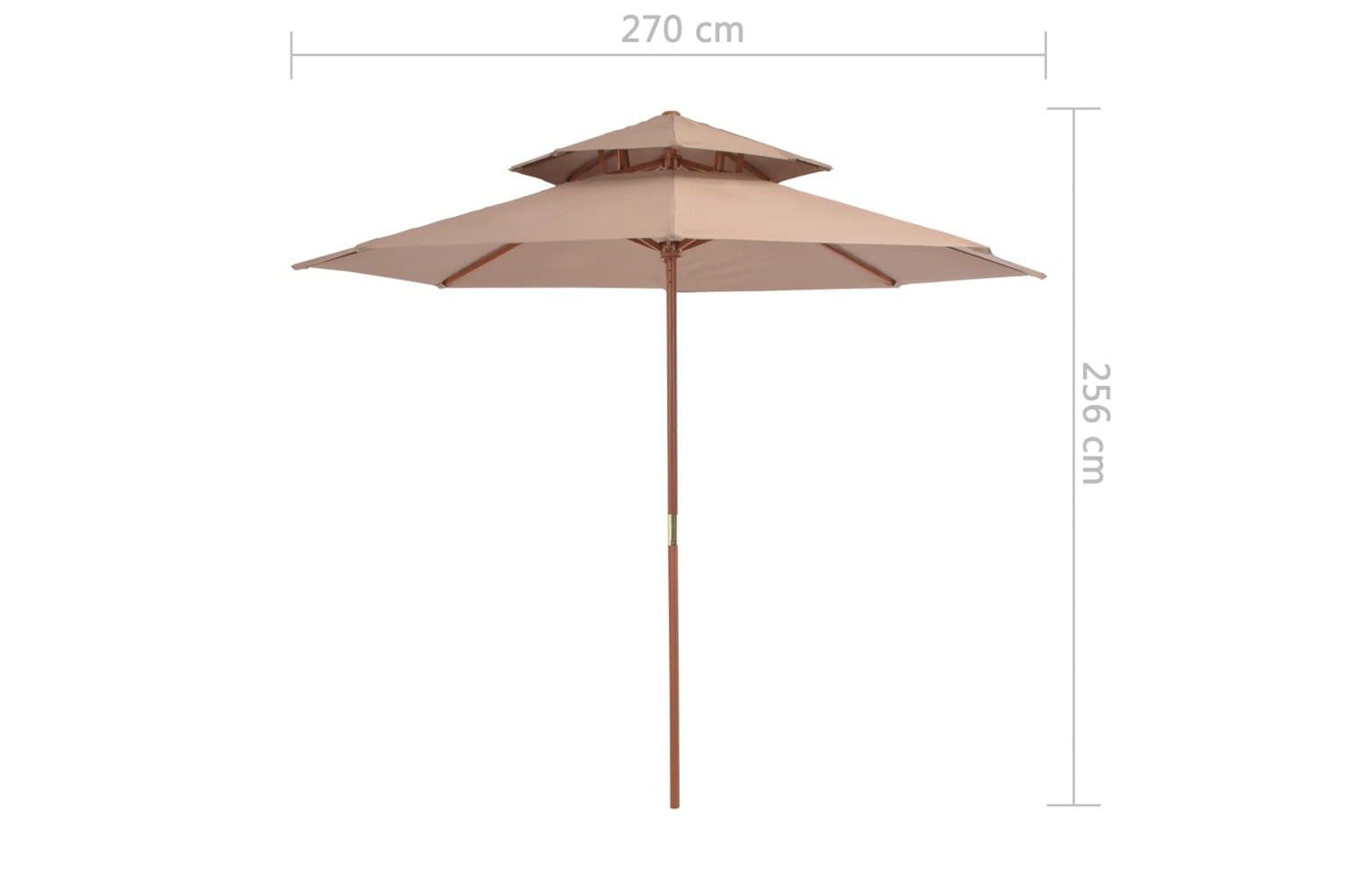 vidaXL 44520 Double Decker Parasol With Wooden Pole 270cm Taupe-8