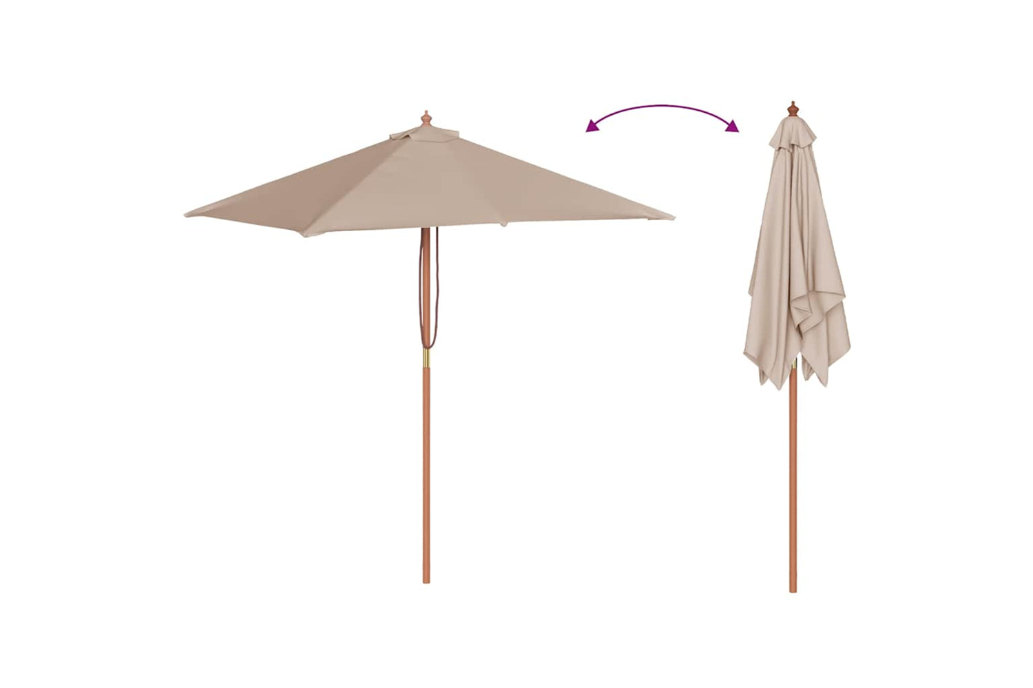 vidaXL 44536 Outdoor Parasol With Wooden Pole 150x200cm Taupe-5