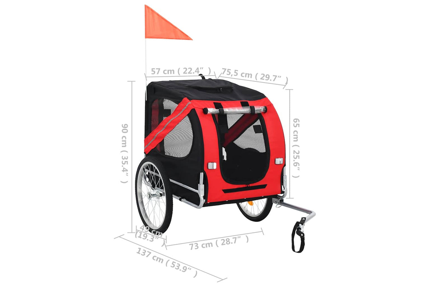 Vidaxl Pet Bike Trailer Red And Black-7