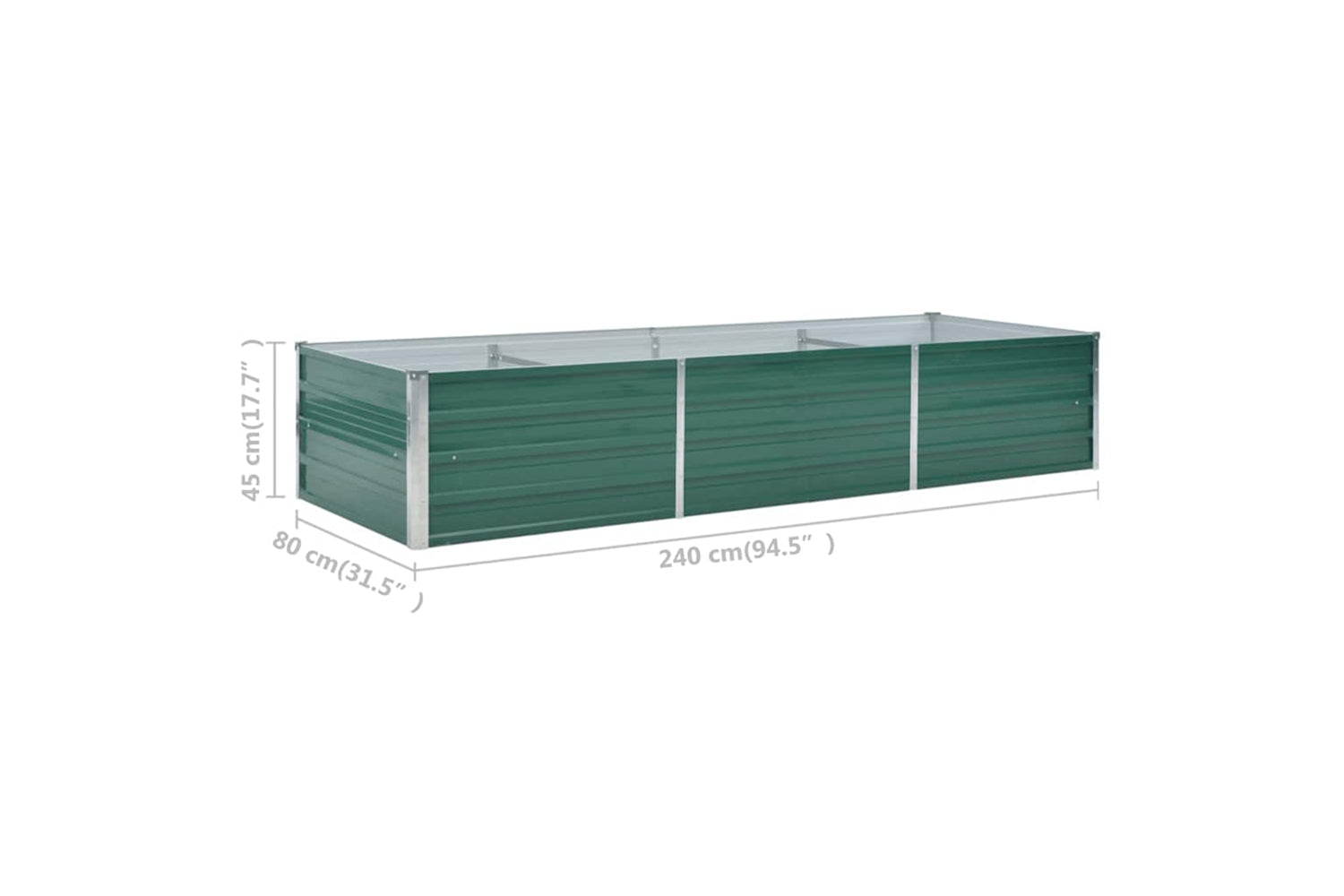 vidaXL 44843 Garden Raised Bed Galvanised Steel 240x80x45cm Green-7