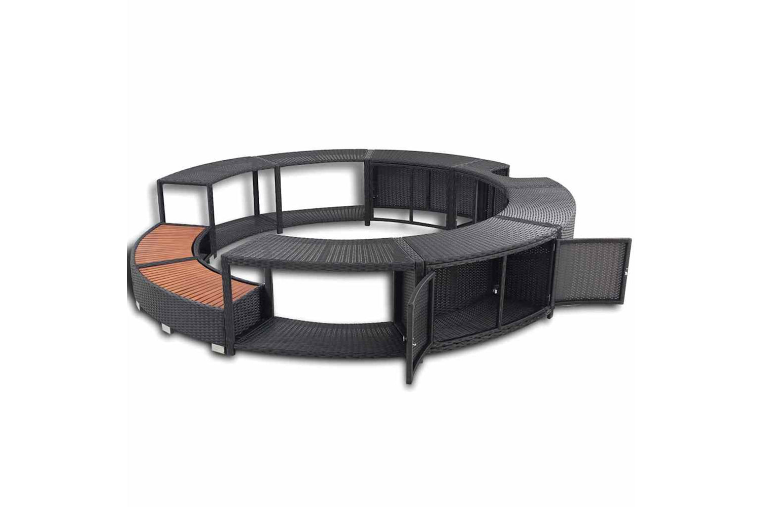 Vidaxl Hot Tub Surround Black Poly Rattan-5