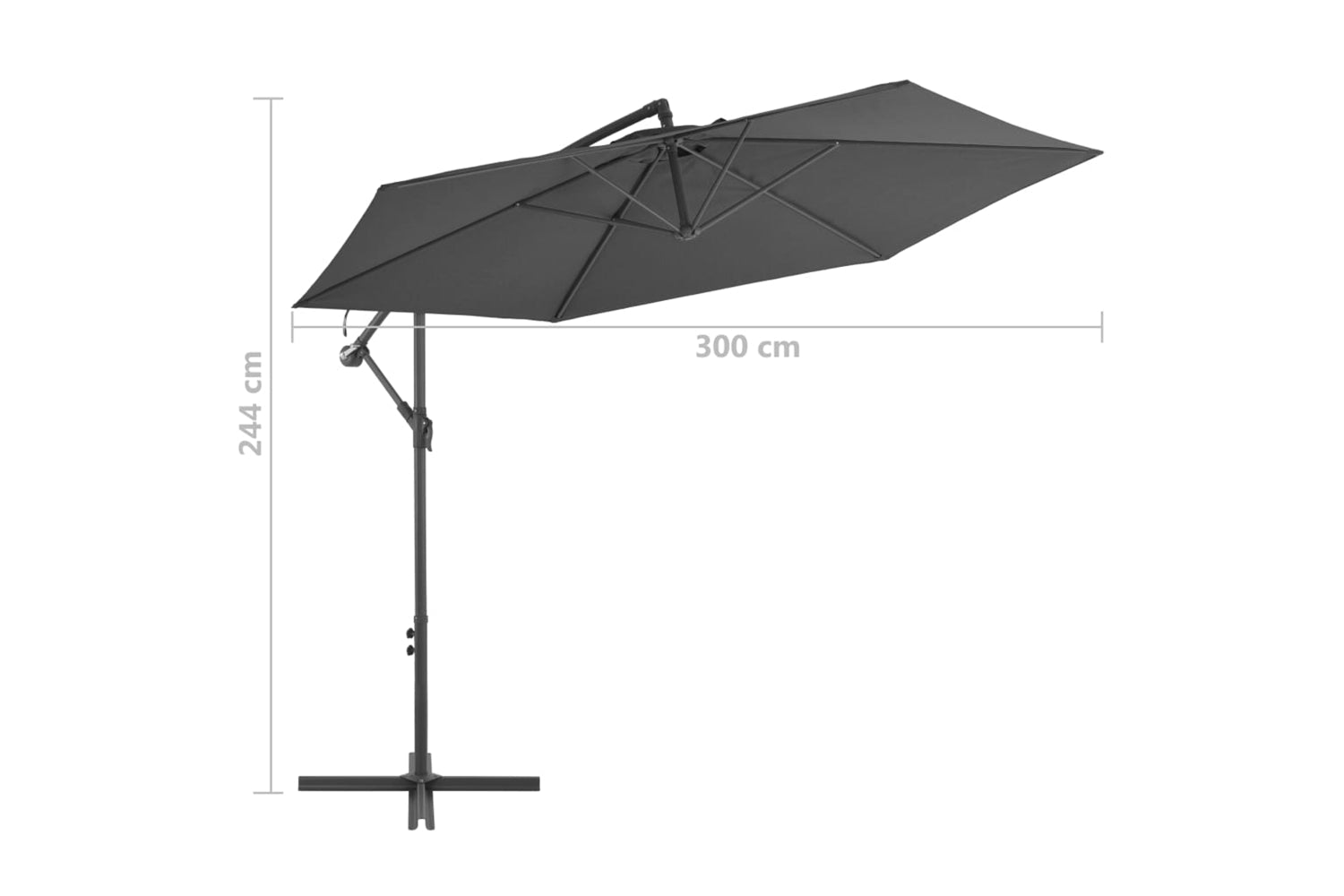 vidaXL 44509 Cantilever Umbrella With Aluminium Pole 300cm Anthracite-8