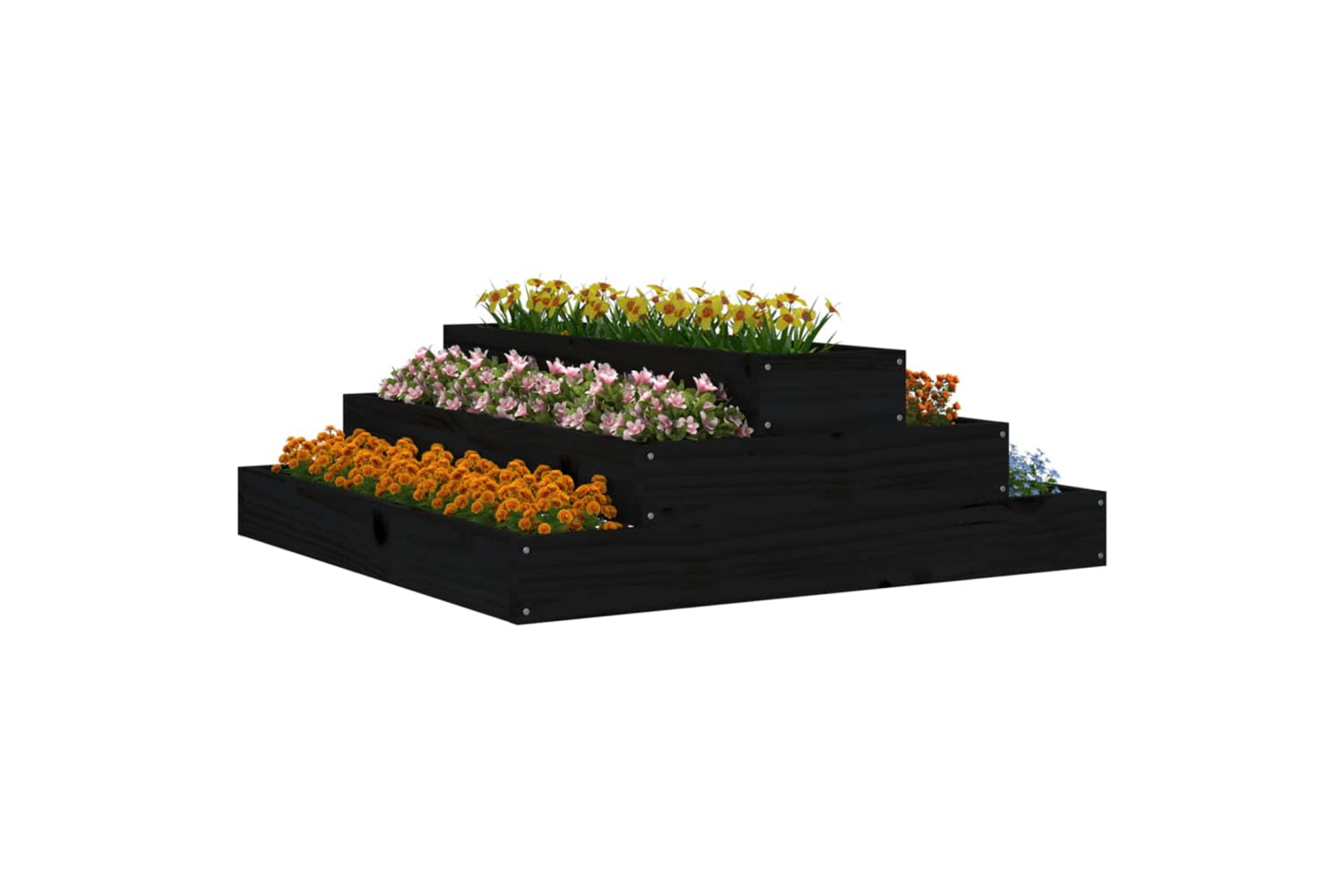 vidaXL 823896 Planter Black 80x80x27cm Solid Wood Pine-2