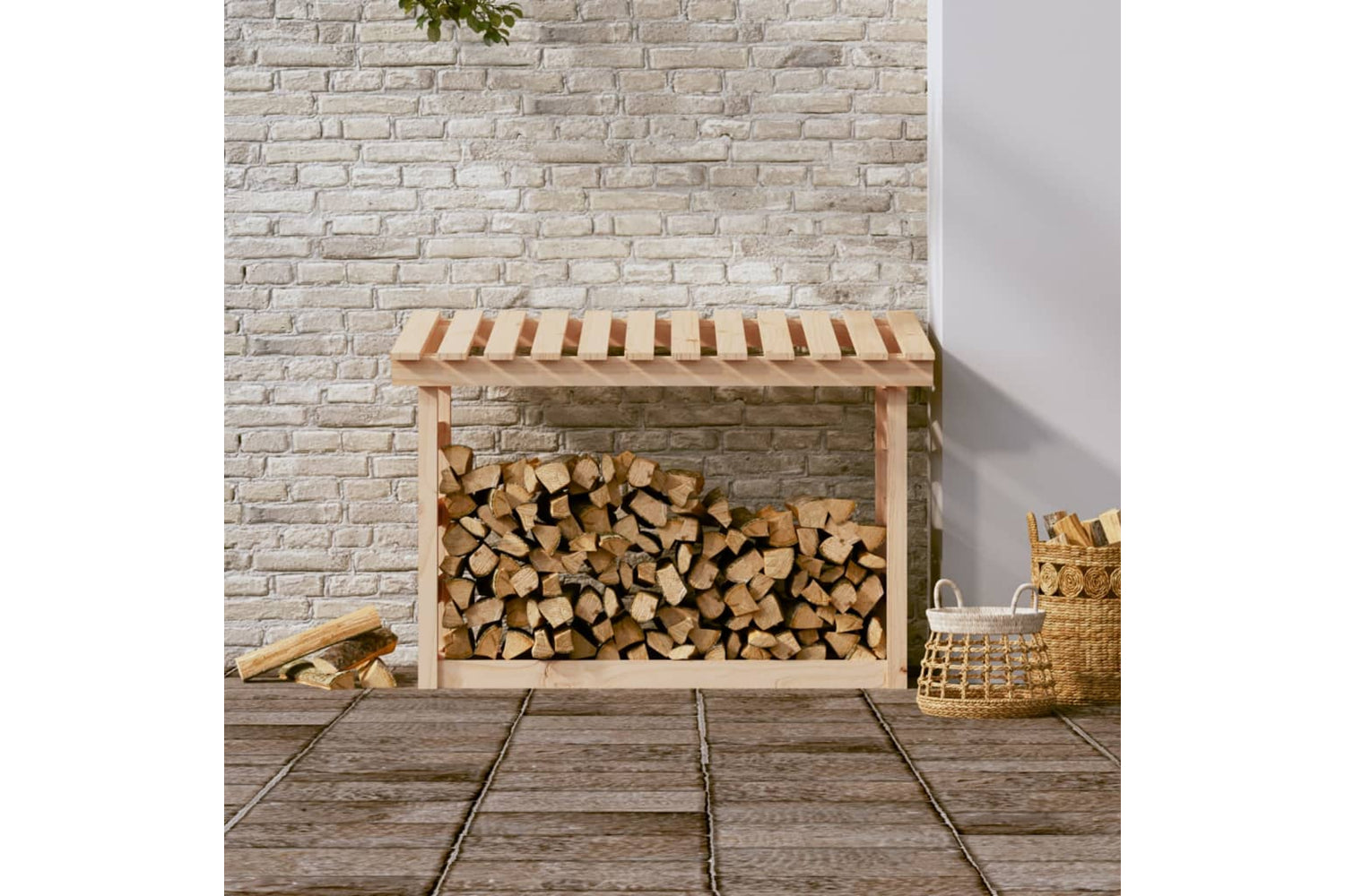 vidaXL 822442 Firewood Rack 108x64.5x78cm Solid Wood Pine-2