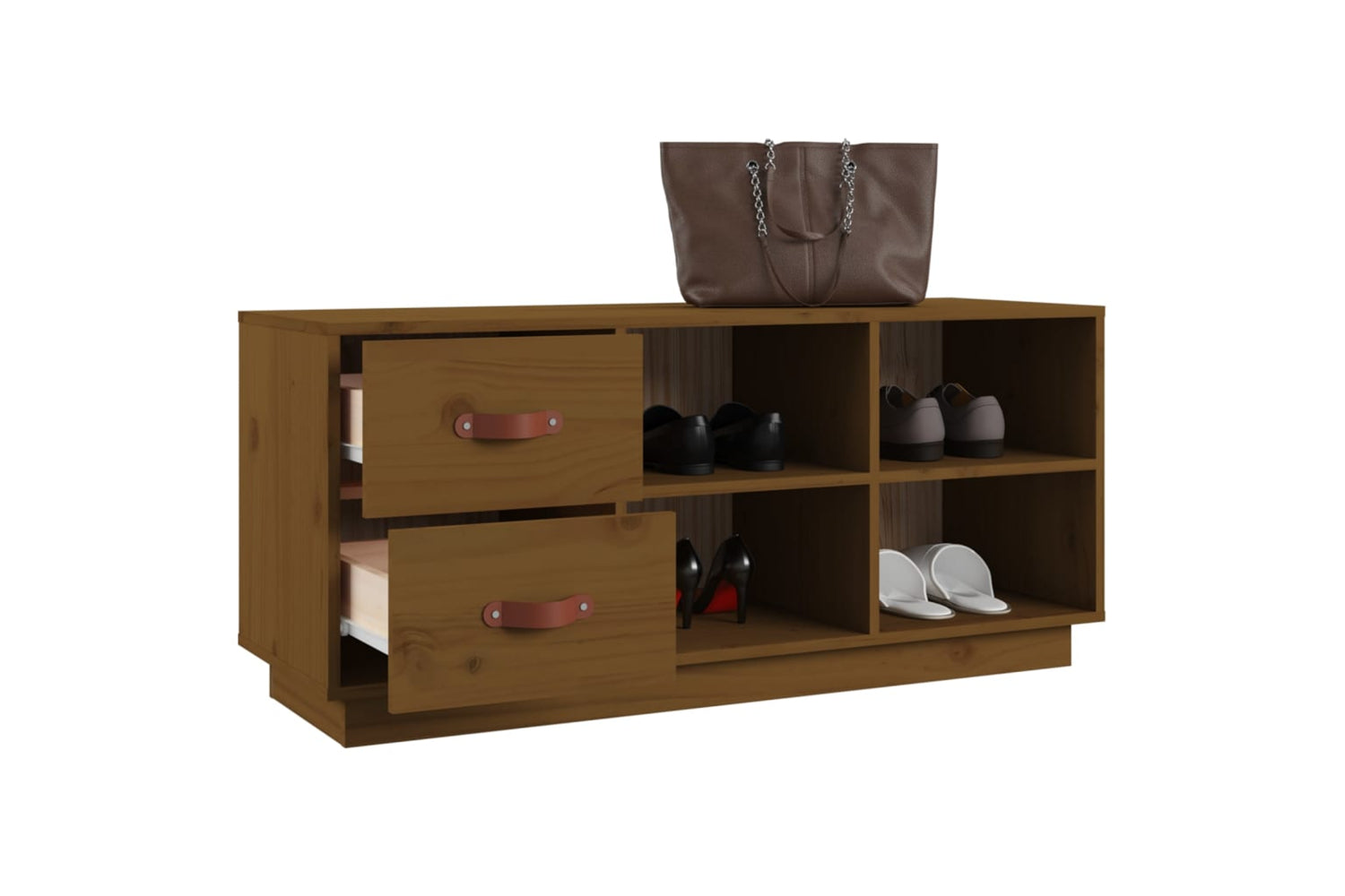 vidaXL 820180 Shoe Bench Honey Brown 100x34x45cm Solid Wood Pine-4