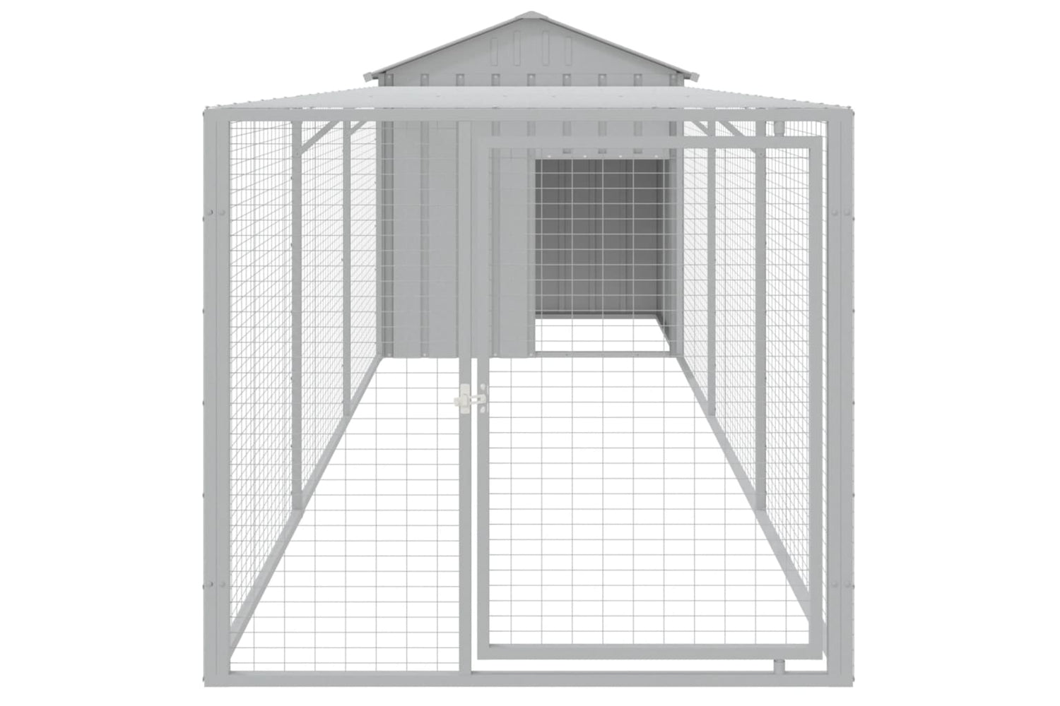 vidaXL 3189074 Chicken Cage With Run Light Grey 117x405x123cm Galvanised Steel-2