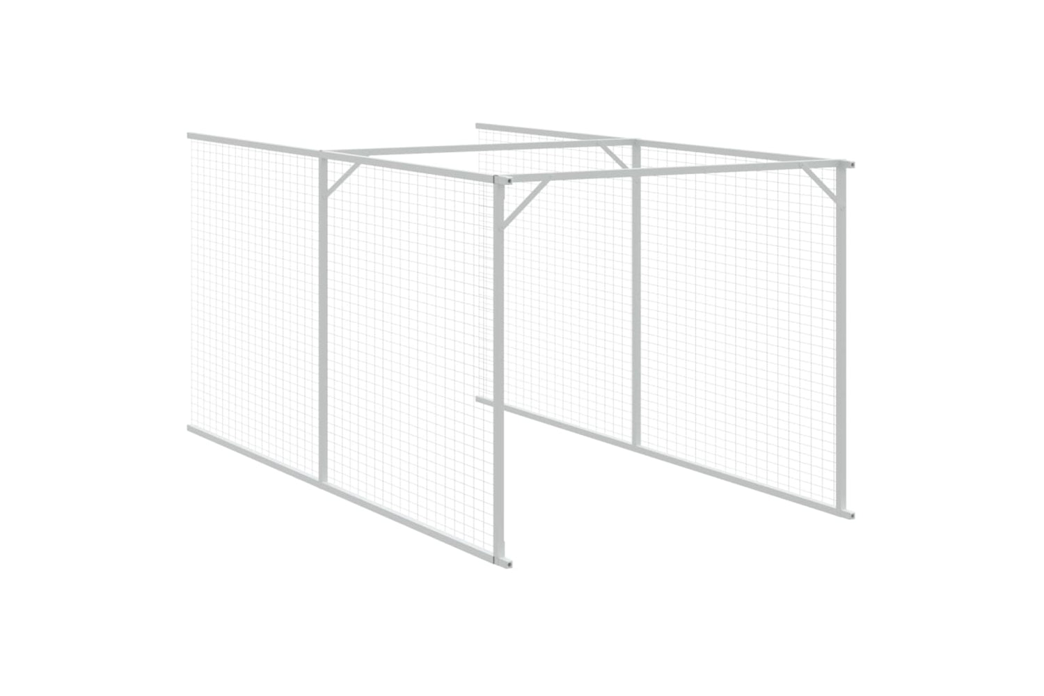vidaXL 3189068 Dog House With Roof Light Grey 117x1221x123cm Galvanised Steel-7