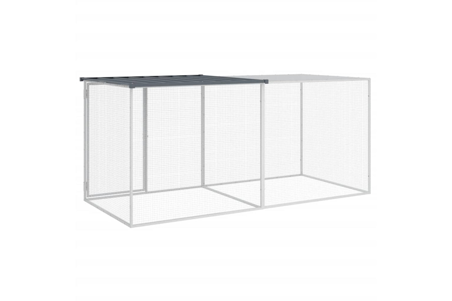 vidaXL 3189039 Chicken Cage With Roof Anthracite 203x98x90cm Galvanised Steel-4
