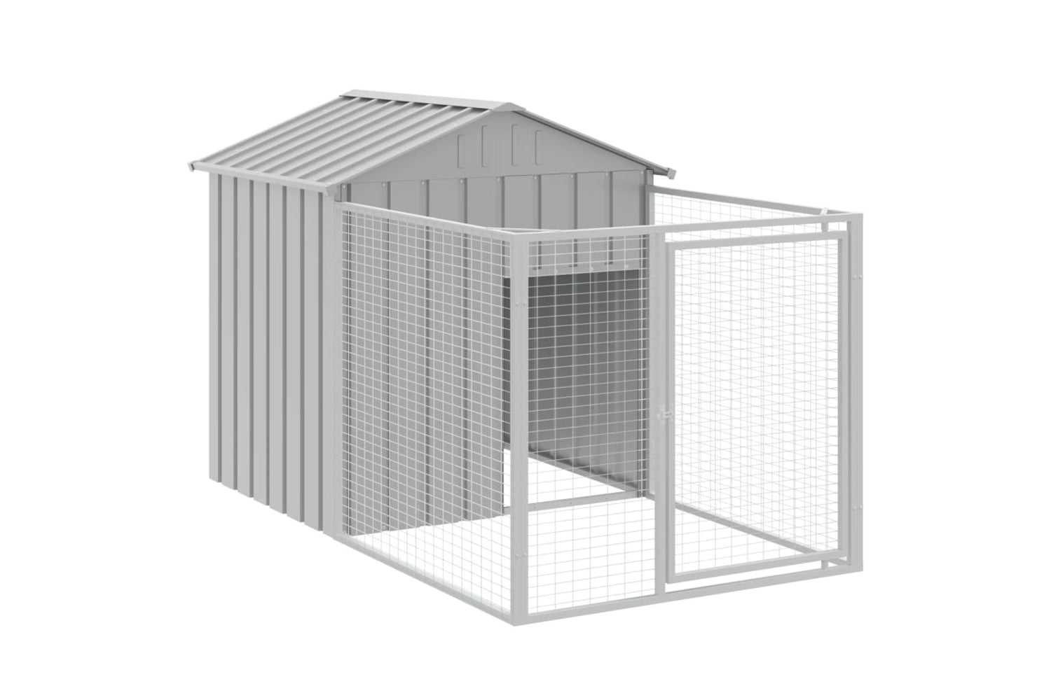 vidaXL 3189068 Dog House With Roof Light Grey 117x1221x123cm Galvanised Steel-5