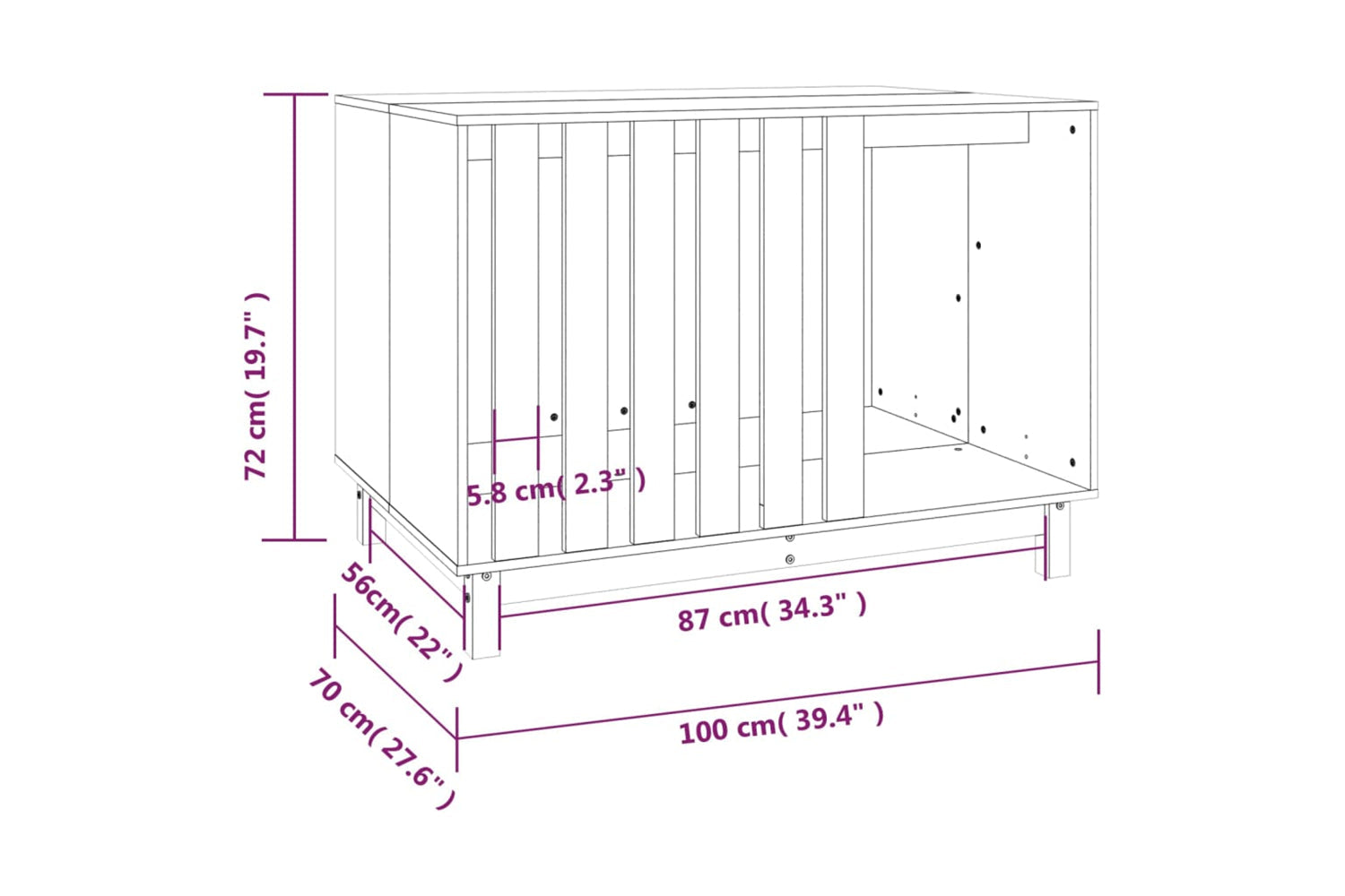 vidaXL 822491 Dog House 100x70x72cm Solid Wood Pine-7