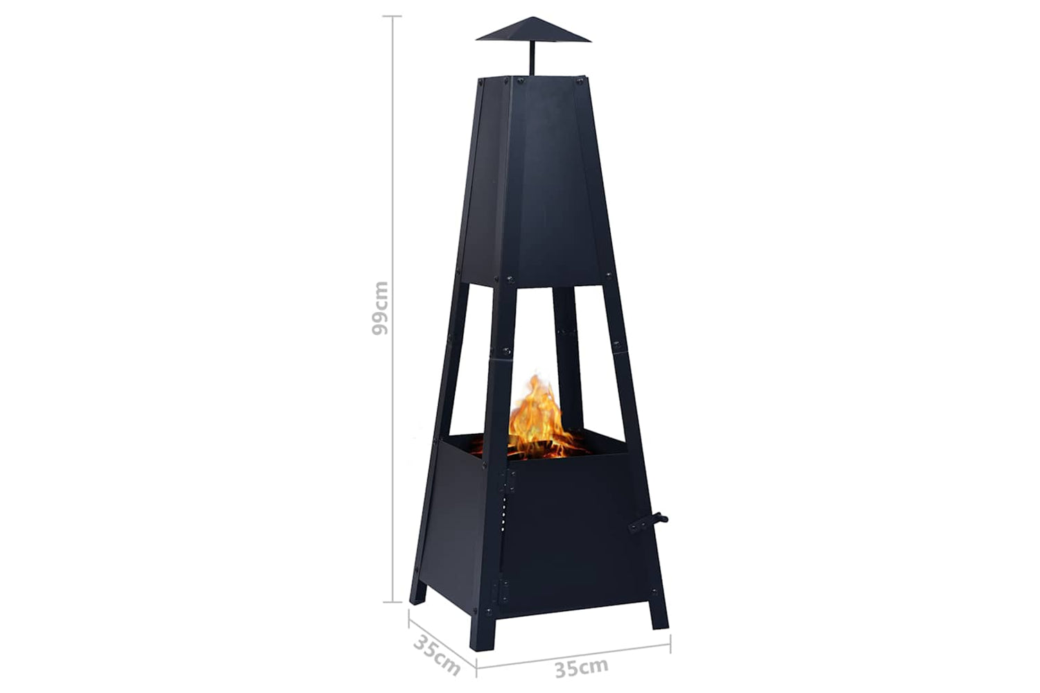 Vidaxl Fire Pit Black 35x35x99 Cm Steel-7