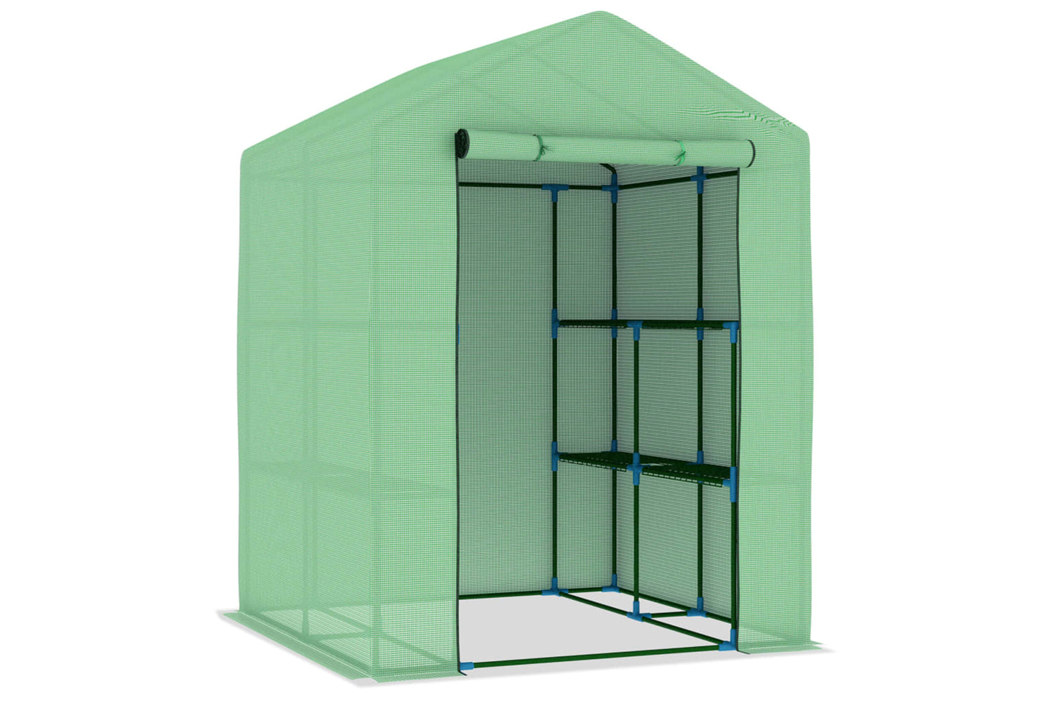 vidaXL 48167 Greenhouse With Shelves Steel 143x143x195cm-2