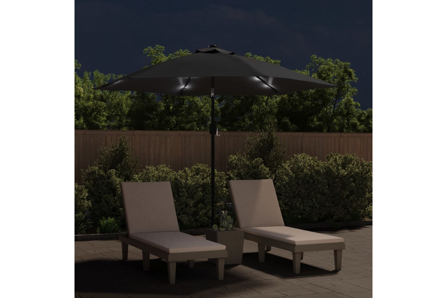 Vidaxl 47134 Outdoor Parasol With Led Lights And Steel Pole 300 Cm Black-2