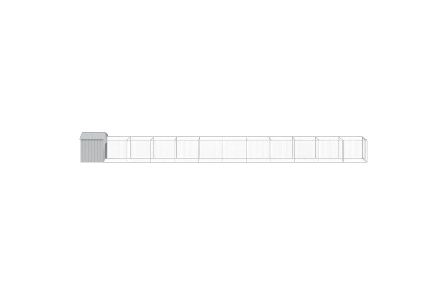 vidaXL 3189068 Dog House With Roof Light Grey 117x1221x123cm Galvanised Steel-3