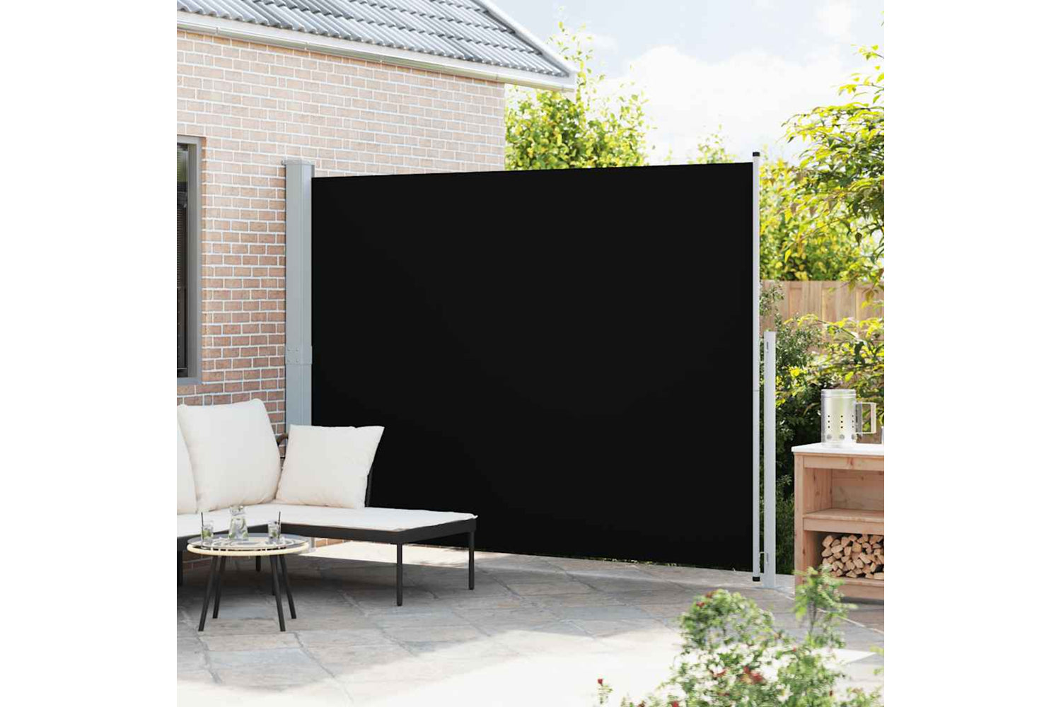 vidaXL 313423 Patio Retractable Side Awning 220x300cm Black-2