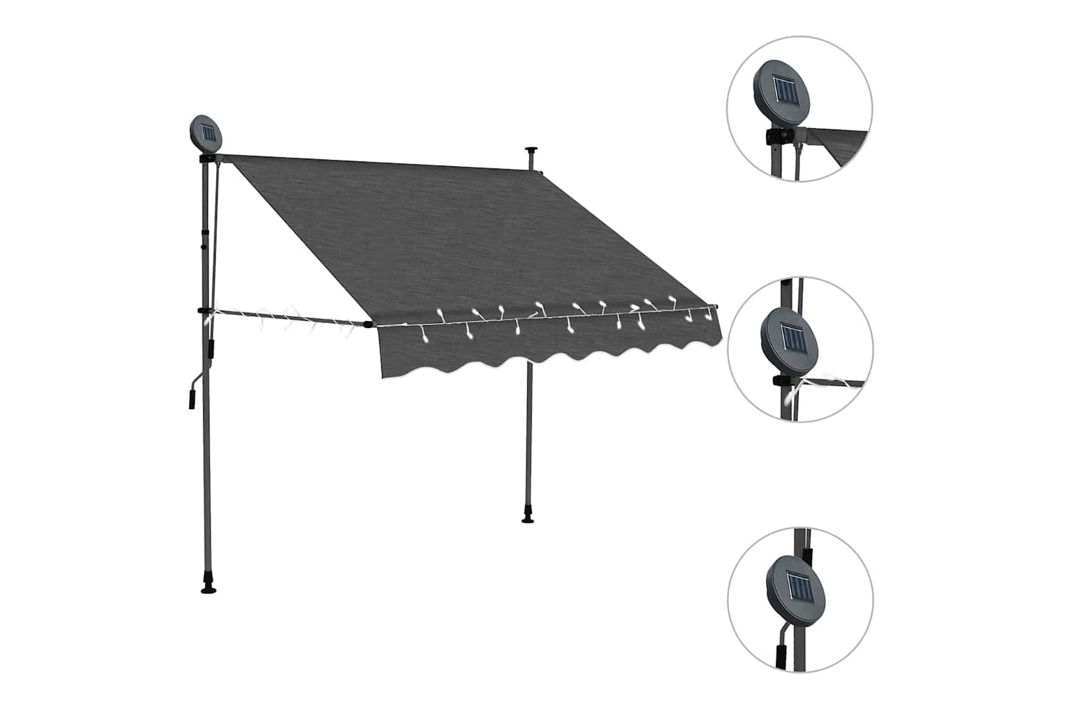 vidaXL 145863 Manual Retractable Awning With Led 150cm Anthracite-3