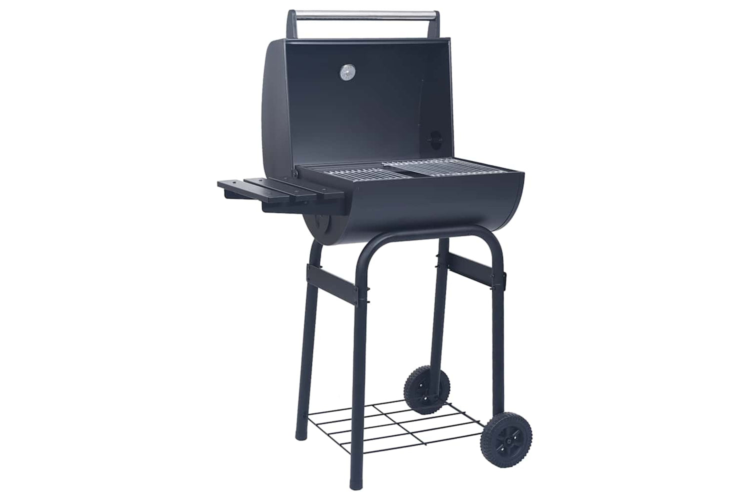 Vidaxl Charcoal Bbq Grill Smoker With Bottom Shelf Black-5