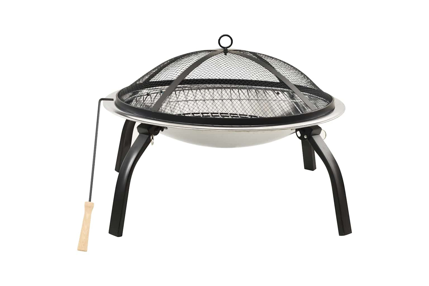 Vidaxl 2-in-1 Fire Pit And Bbq With Poker 56x56x49 Cm Stainless Steel