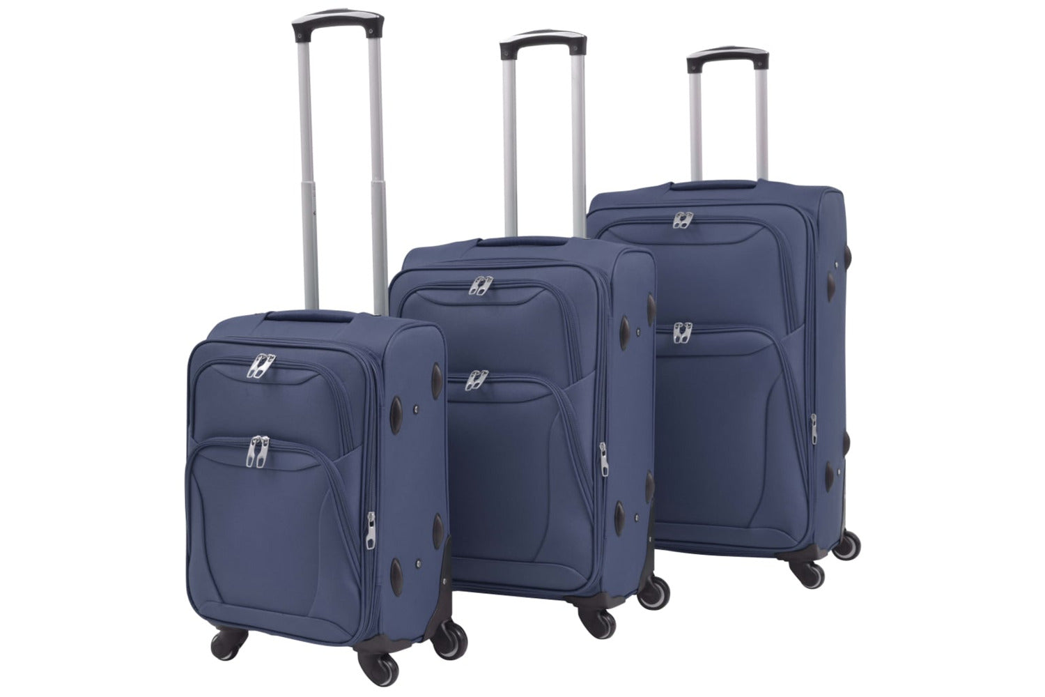 Vidaxl 91317 3 Piece Soft Case Trolley Set Navy Blue-2