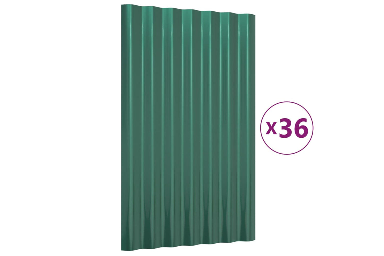 vidaXL 319128 Roof Panels 36 Pcs Powder-coated Steel Green 60x36cm-2
