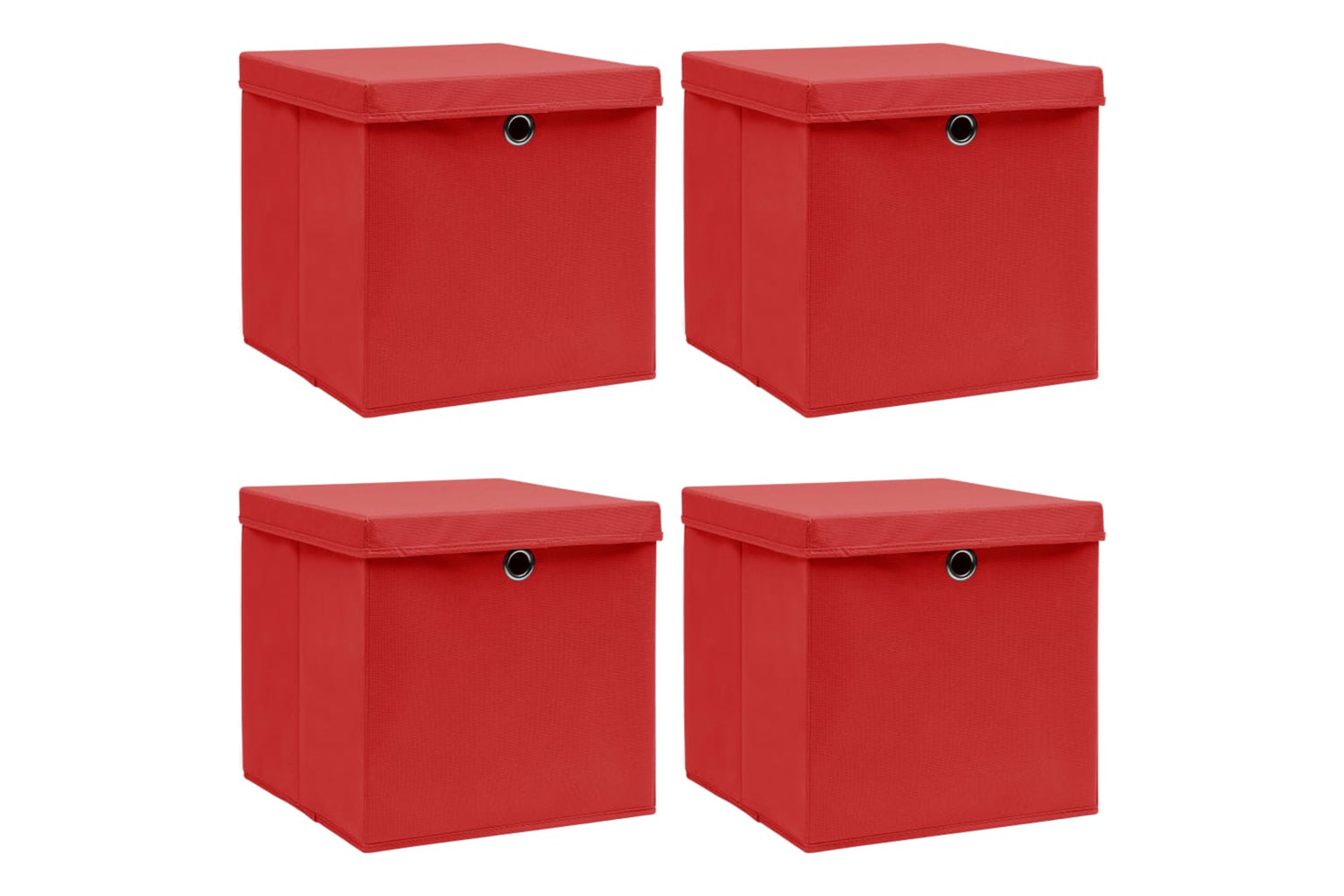 Vidaxl 288362 Storage Boxes With Lids 4 Pcs Red 32x32x32 Cm Fabric