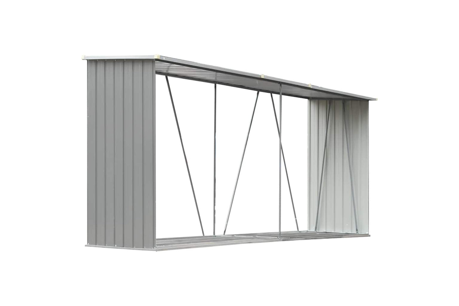 vidaXL 44859 Garden Log Storage Shed Galvanised Steel 330x84x152cm Grey