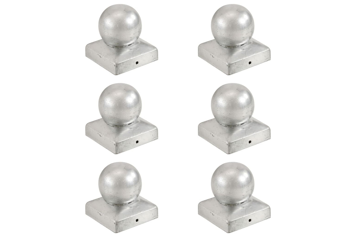 Vidaxl 145497 Post Caps 6 Pcs Globe Final Galvanised Metal 71x71 Mm