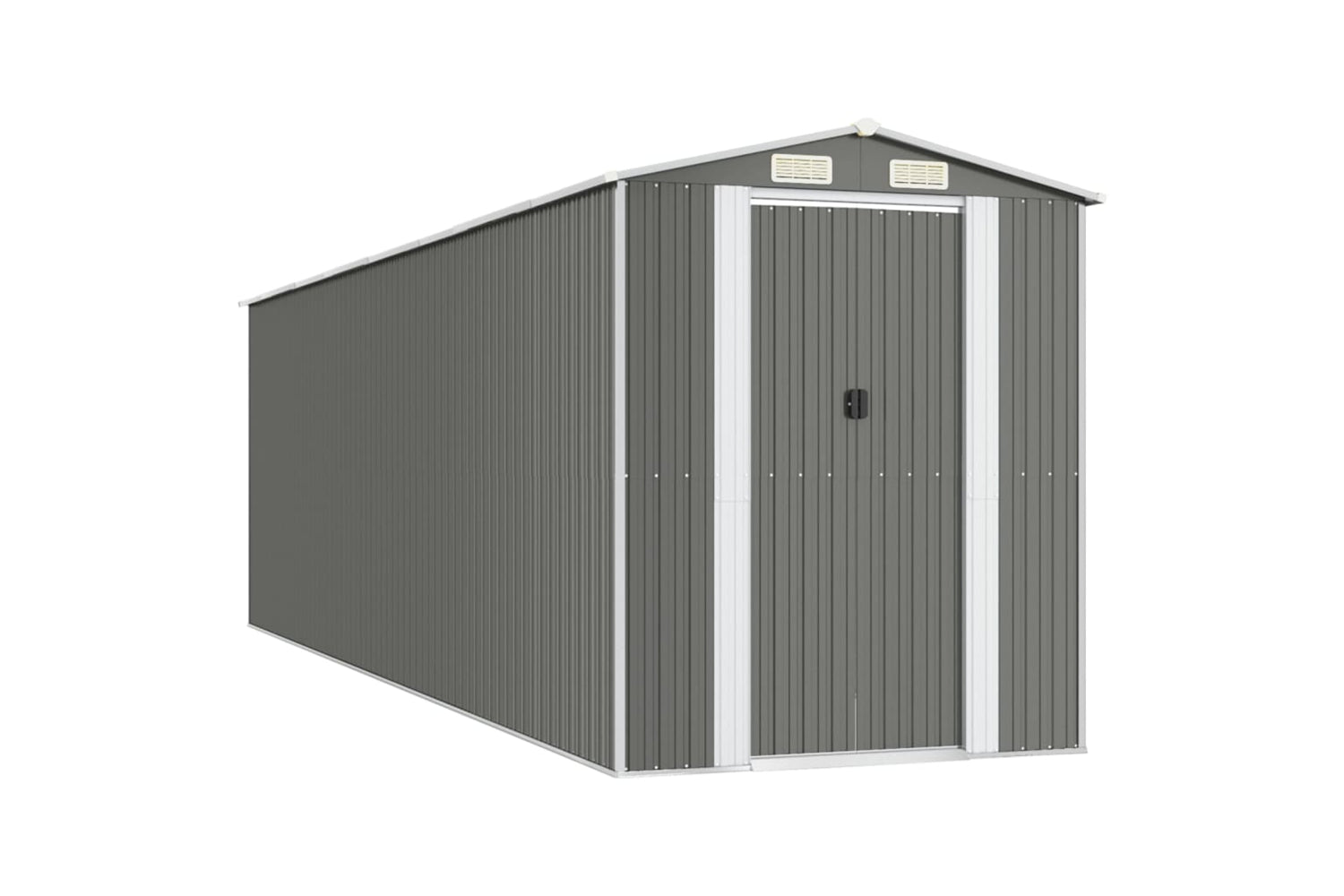 vidaXL 3147444 Garden Shed Light Grey 192x689x223cm Galvanised Steel