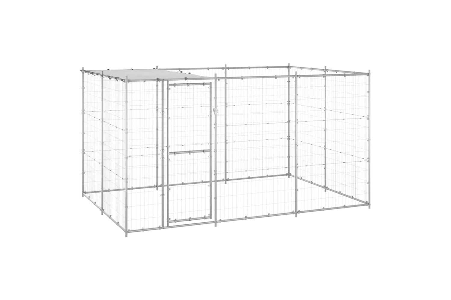 Vidaxl 3082303 Outdoor Dog Kennel Galvanised Steel With Roof 7.26 M2