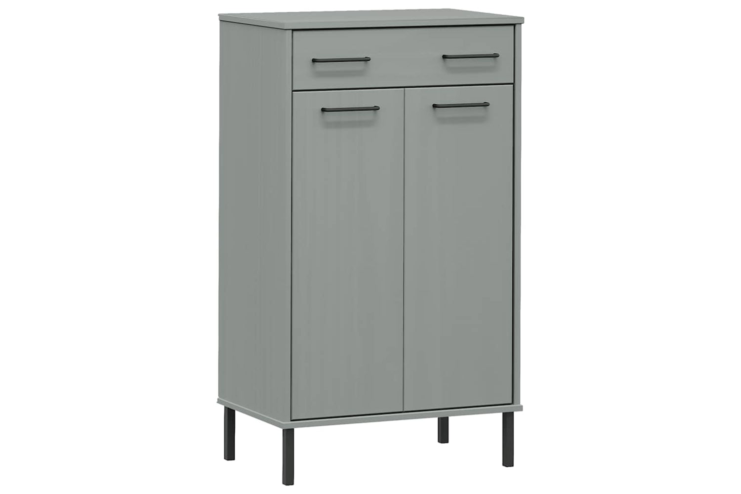 Vidaxl 350986 Shoe Rack With Metal Legs Grey Solid Wood Pine Oslo