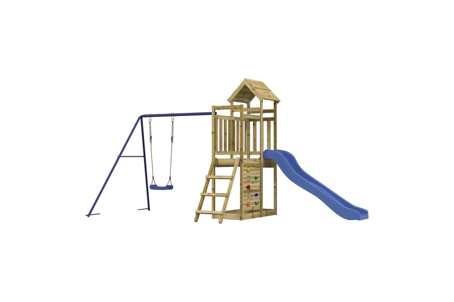Vidaxl 3155893 Playhouse With Slide Swing Rockwall Impregnated Wood Pine-2