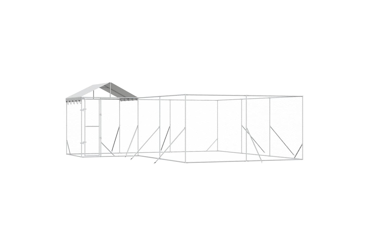 Vidaxl 3190471 Outdoor Dog Kennel With Roof Silver 6x6x2.5 M Galvanised Steel