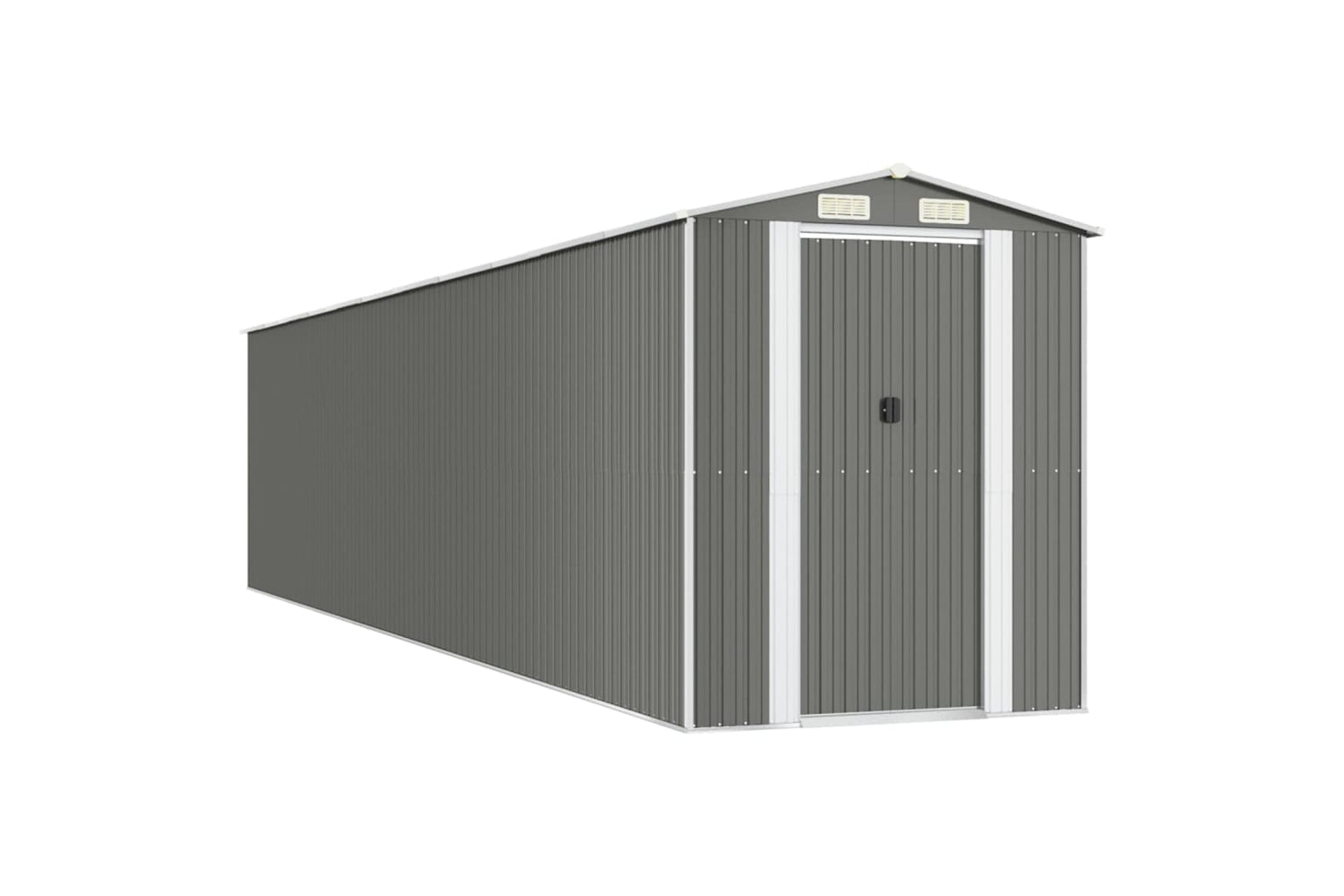 vidaXL 3147447 Garden Shed Light Grey 192x938x223cm Galvanised Steel