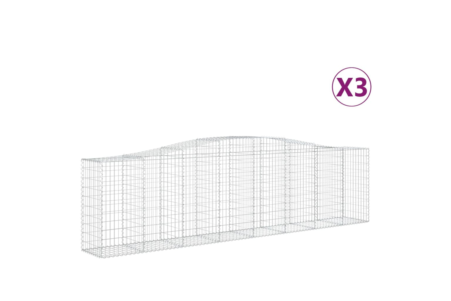 vidaXL 3145957 Arched Gabion Baskets 3 Pcs 400x50x100/120cm Galvanised Iron